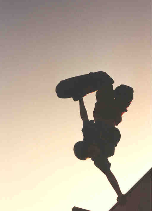 Invert at dusk (Tommy Little at Comp's "Rampage" Skatepark) @ 1989