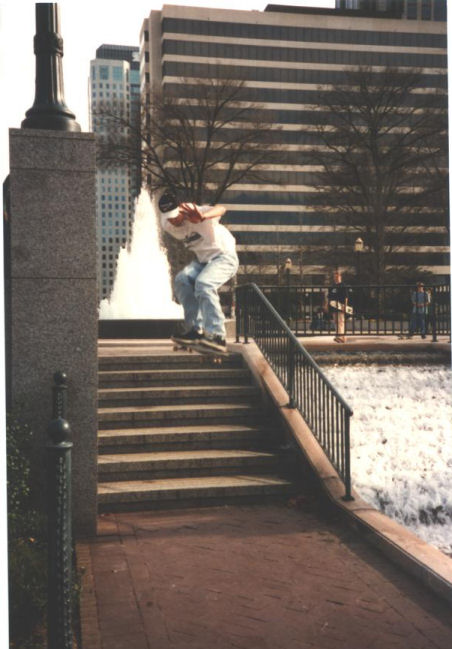 Adam Young ollies a stair set