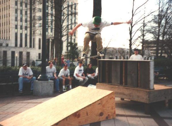 Peter ollies over obstacle ramp-to-ramp @ Park Jam