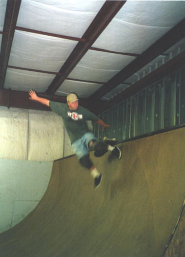 Hosey bailing an air on the Ramp N' Speed 8 ft ramp