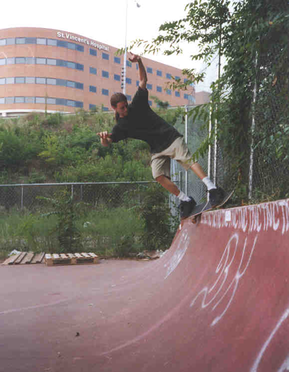 Griffin with a feeble grind-to-fakie on Birmingham's legendary Ghetto Banks