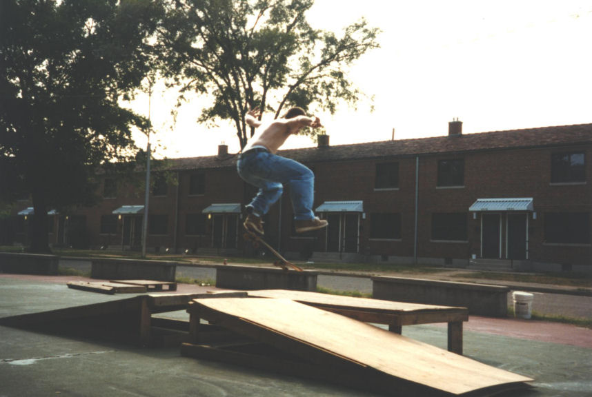 Tim one-footed ramp-to-ramp ollie at Ghetto Banks
