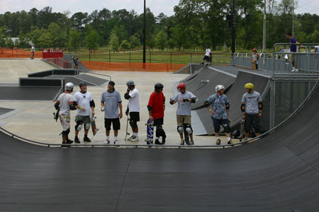 Collecting at the Insanity prefab vert ramp (Solomon second on left)