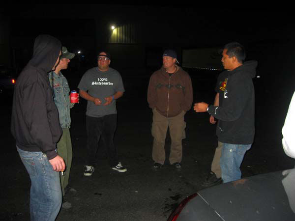 Beers and bullshit in the parking lot of Ollie Skatepark after an all day session