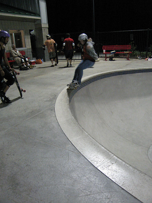 Brook (yes, that's a girl!) does a frontside 5-0 during the break