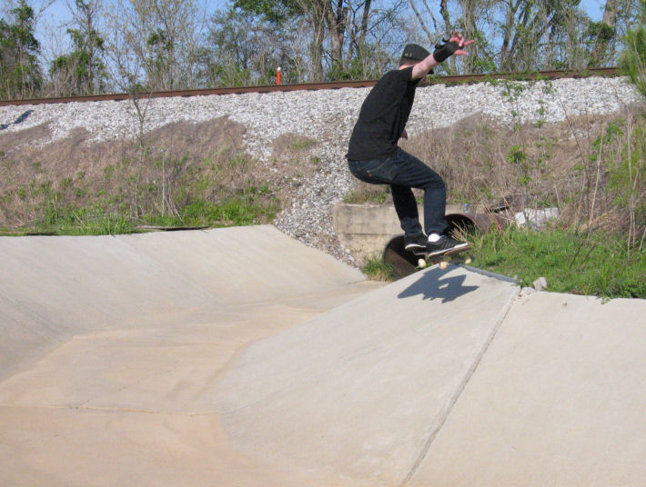 Patrick pops an ollie over the right hip