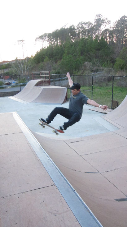 Jay Salillas pops a big ollie...brought to you by the letter Y